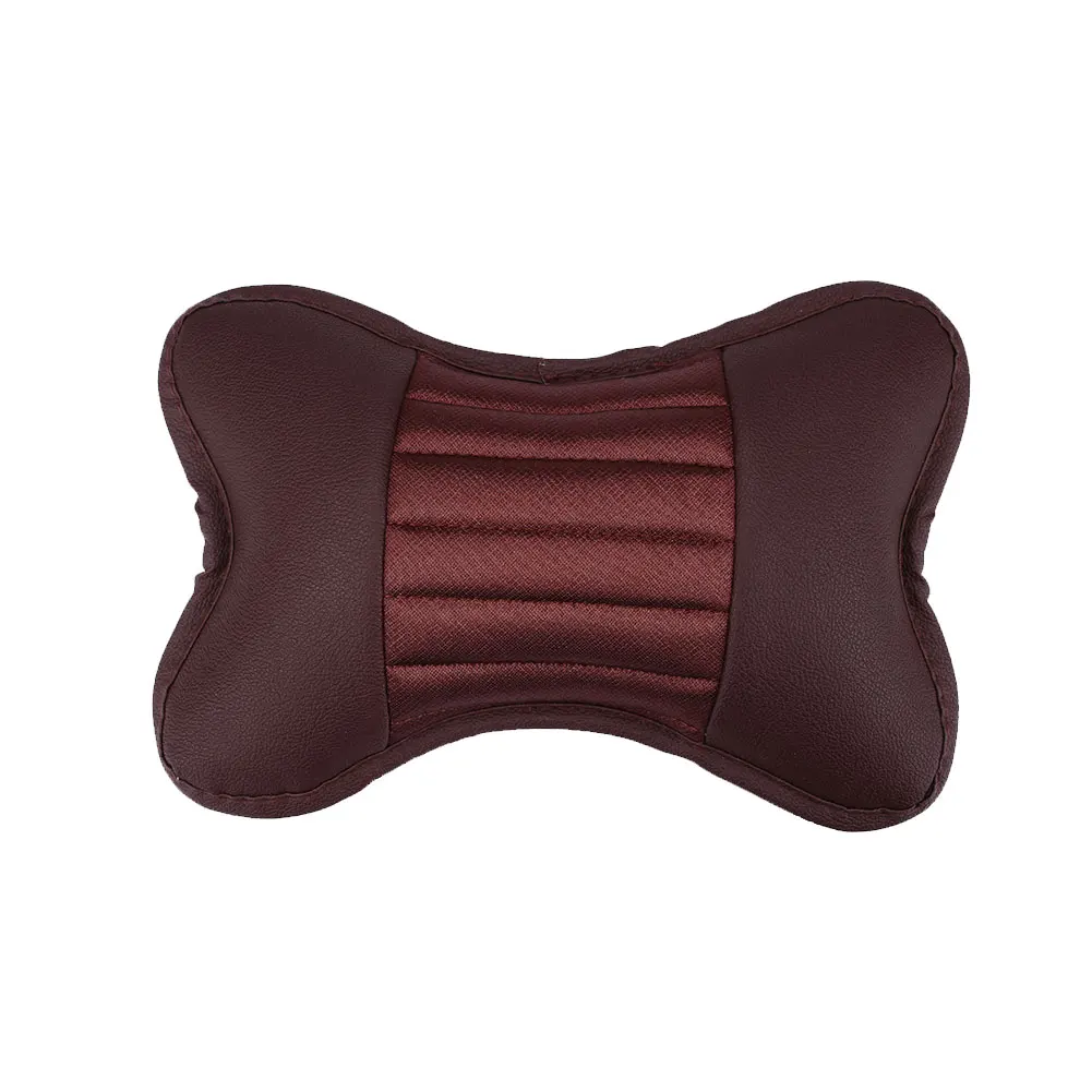 Car NeckPillow PU Leather Headrest Seat Rest Cushion Car Care Accessories - Color Name: chocolate
