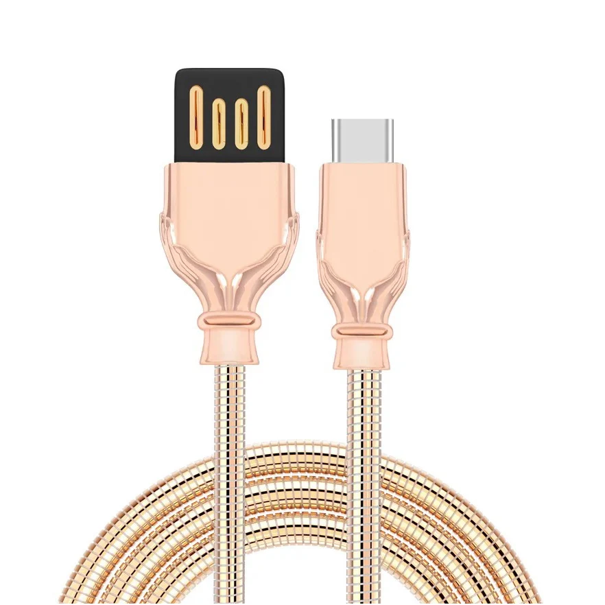 Yianerm металлический Тип C зарядный защитный кабель Быстрая зарядка USB C умный кабель для передачи данных мобильный кабель type-c для huawei P20 P30 Xiaomi - Цвет: Gold
