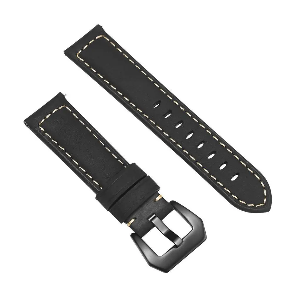 black 20 мм 22 мм ремешок из натуральной кожи для часов Amazfit huawei samsung Galaxy Watch 46 мм 42 мм gear S3 ремешок Garmin сменные ремешки - Цвет ремешка: black