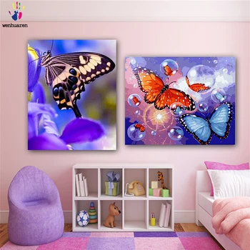 

DIY colorings pictures by numbers with colors Dancing butterflies picture drawing painting by numbers framed Home
