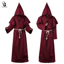 Medieval monje traje de hombres Vintage renacimiento monje Cosplay traje fraile disfraz de sacerdote disfraces de Halloween para las mujeres de vestido