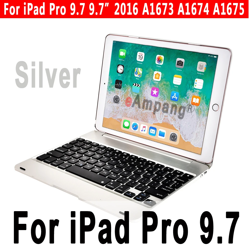 Smart Keyboard чехол для Apple iPad 9,7 5th 6th поколение воздушных 1 2 Air1 Air2 Pro 9,7 A1893 A1954 A1822 A1823+ Защитная пленка+ ручка - Цвет: Silver for Pro 9.7