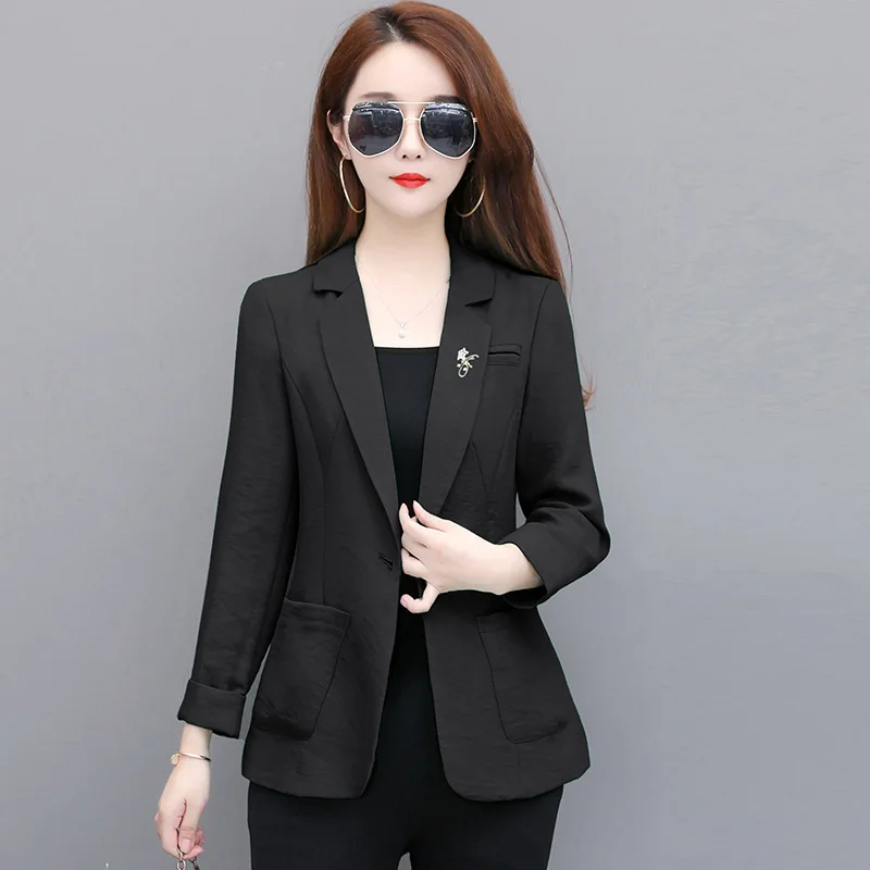 

Autumn Fashion Solid Color Small Suit 2019 Korean-style Elegant by Age Slim Fit Long Sleeve One-Button Versatile Casual Coat