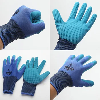 

12 Pair/Lot NEW Safety Protection Waterproof Gloves Labor Anti-slip Lifting Gloves Unisex Outdoor Gloves Latex Embossed Luvas