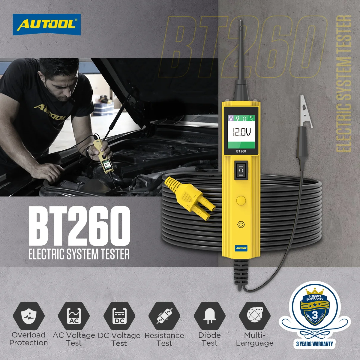 12V 24V Car Power Probe Electric Circuit Tester LED Diagnostic Scan Tool BT260