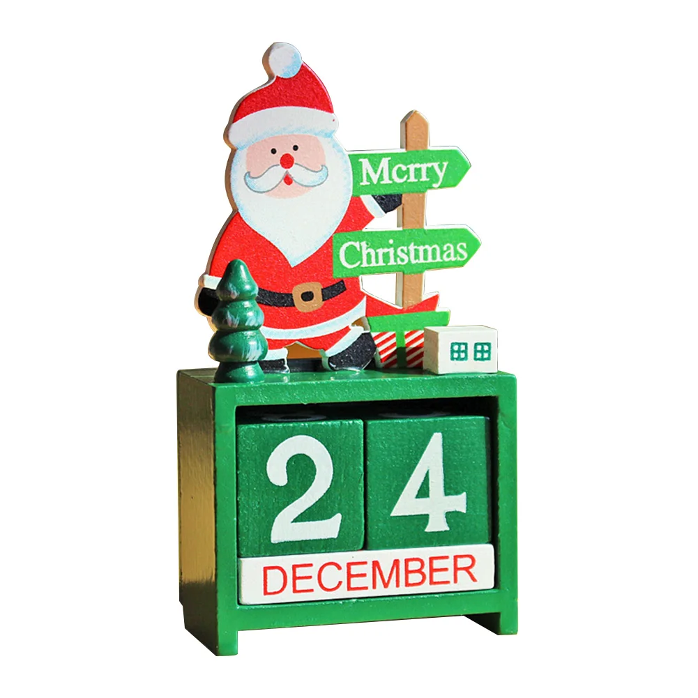 

Table Reusable Advent Christmas Calendar Wooden Kids Decoration Hotel Cute Building Blocks Gift Countdown Home Ornament
