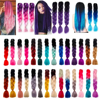 

Pink Purple Blue Blonde Color Synthetic Jumbo Braids Ombre Braiding Hair Extension White Women Hair Braiders