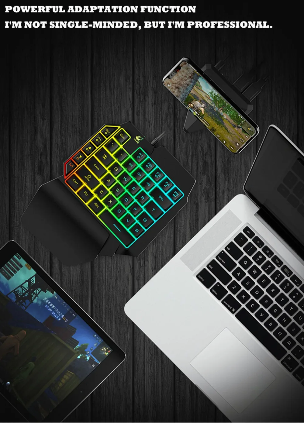 Игровая клавиатура T15 Проводная игровая клавиатура с светодиодный подсветкой 39 клавиш Одноручная мембранная клавиатура игровая Проводная клавиатура teclado