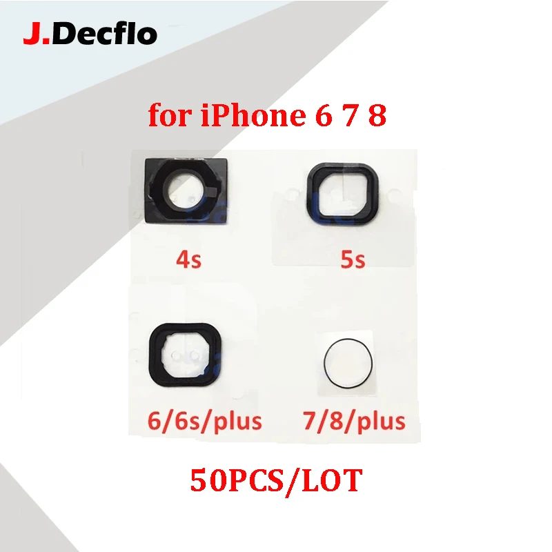 JDecflo 50 шт./лот прокладка кнопки Home для iPhone 5S 5 6 6S 7 8 Plus резиновый клей на замену |