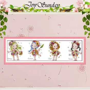 

Flower girl Patterns Counted Cross Stitch 11CT 14CT Cross Stitch Set Wholesale Cartoon Cross-stitch Kit Embroidery Needlework