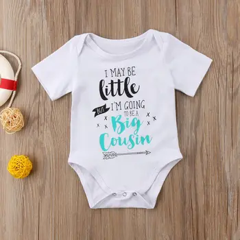 

2019 Newborn Infant Baby Boy Girl Romper Bodysuit Jumpsuit Clothes Outfits Lots i may be little but i'm going to be a big cousin