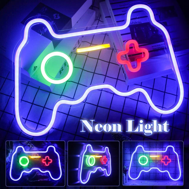Game Neon Sign Light 16 X 11 Inch Game Led Sign Controller Neon Sign Light Gamepad  Neon Sign Lights Gaming Wall Lights Decor For Bedroom Children Game