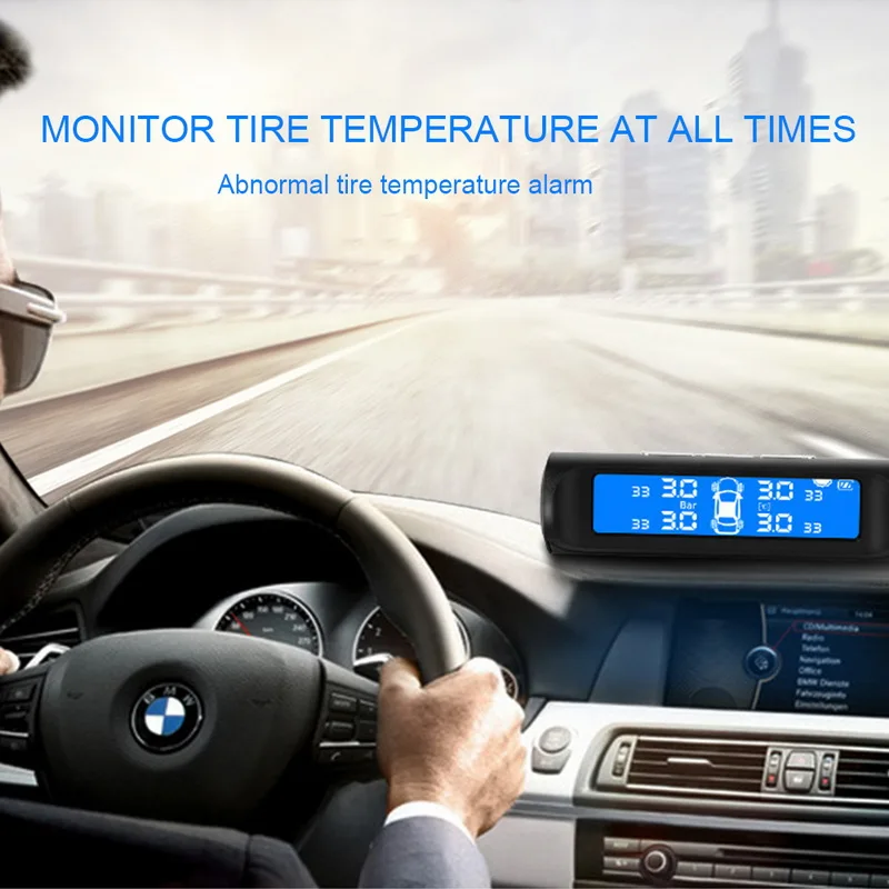 TOSPRA автомобильный TPMS система контроля давления в шинах Солнечная зарядка HD цифровой ЖК-дисплей Авто сигнализация беспроводной с 4 датчиком