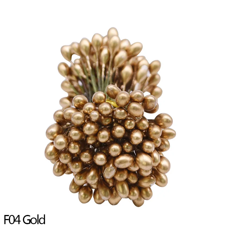 F04 Gold 50/100 штук, толщина 5 мм, настольные лампы в виде ягод цвета: золотистый, серебристый смешанной пены вишня тычинки Искусственные цветы DIY Свадебные венки вечерние Декор поставки - Цвет: F04 Gold