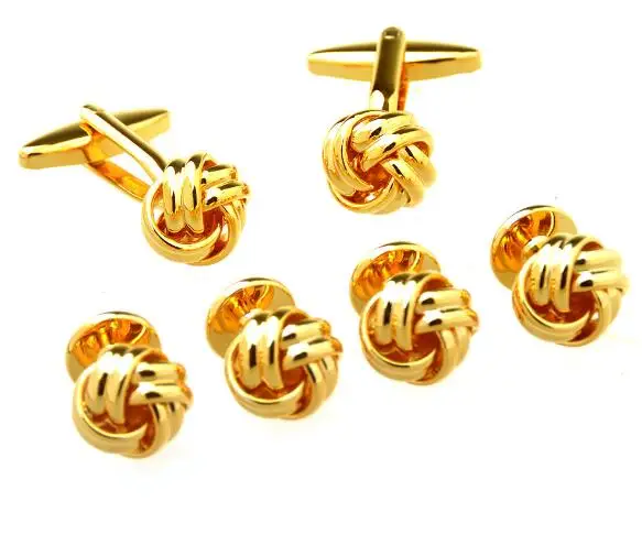 5 компл./лот золотые/серебряные запонки с узелком для воротника 6 шт./компл.