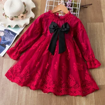 

Girls Christmas Dress Children Long Sleeve Winter New Year Clothes Princess Birthday Party Dress Girls Lace Wedding Vestido