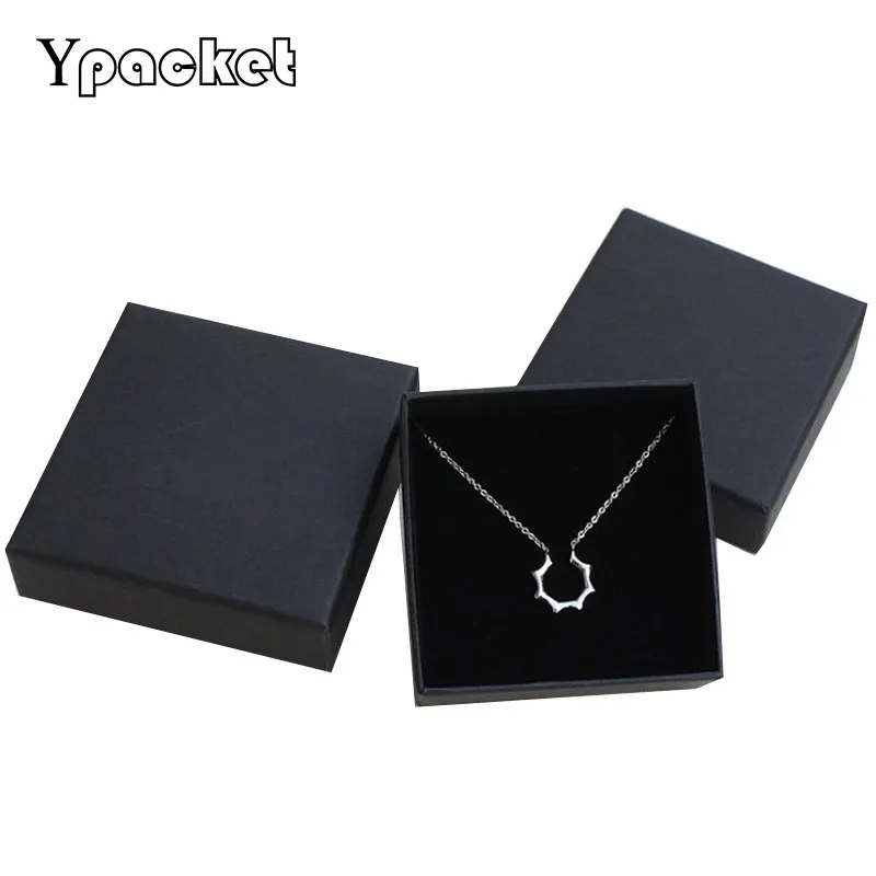 

Free shipping wholesale 40pcs /lot 9*9*3cm Black Necklace Packaging Boxes Ring Paper Boxes Gift Jewelry Box