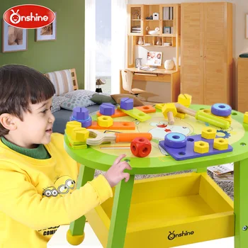 

Children's Wooden Puzzle Simulation Repair Tool Table Boy Play House Nut Building Blocks Assembly