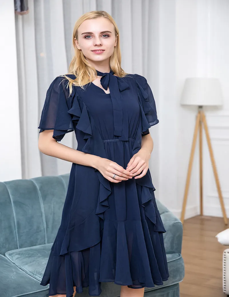 Photo Color Летнее Новое Женское платье с коротким рукавом пляжное платье для мам платье большого размера шифоновое женское платье - Цвет: Photo Color