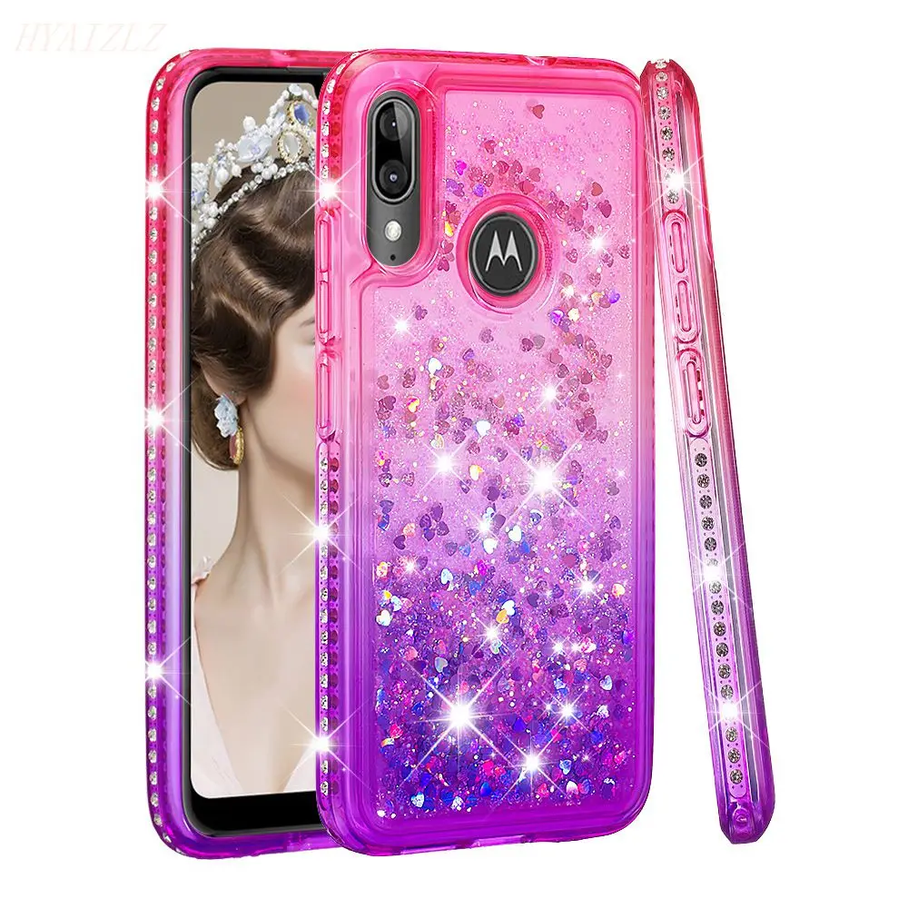 

Case for Moto E6 Plus E6S Phone Shell Bling Shiny Luxury Lovely Girly Quicksand Protection Back Cover for Motorola Moto E6 Capa