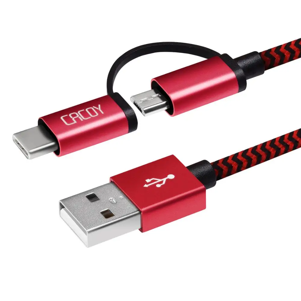 

2-IN-1 USB C &Micro USB Charging Cable for Samsung Galaxy S10 Note8 [2M] Fast Charge USB Type C Cable for Mate20 P10 Xiaomi MI 8
