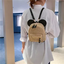 Straw Bag Summer Fashion New Style Grass Woven Hand Shoulder Bag Mini Backpack Versatile WOMEN'S Bag