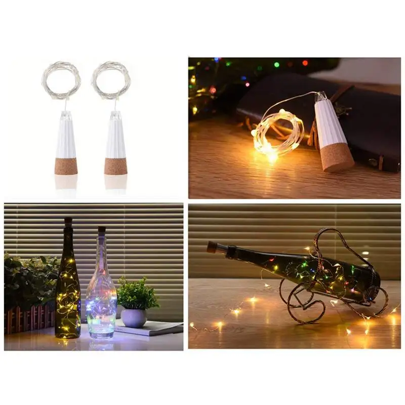 Горячий XD-Led пробковый светильник для винной бутылки, USB Перезаряжаемый медный провод, струнный светильник, DIY Декор, 15 светодиодов, 1,5 м, теплый белый, 3 шт