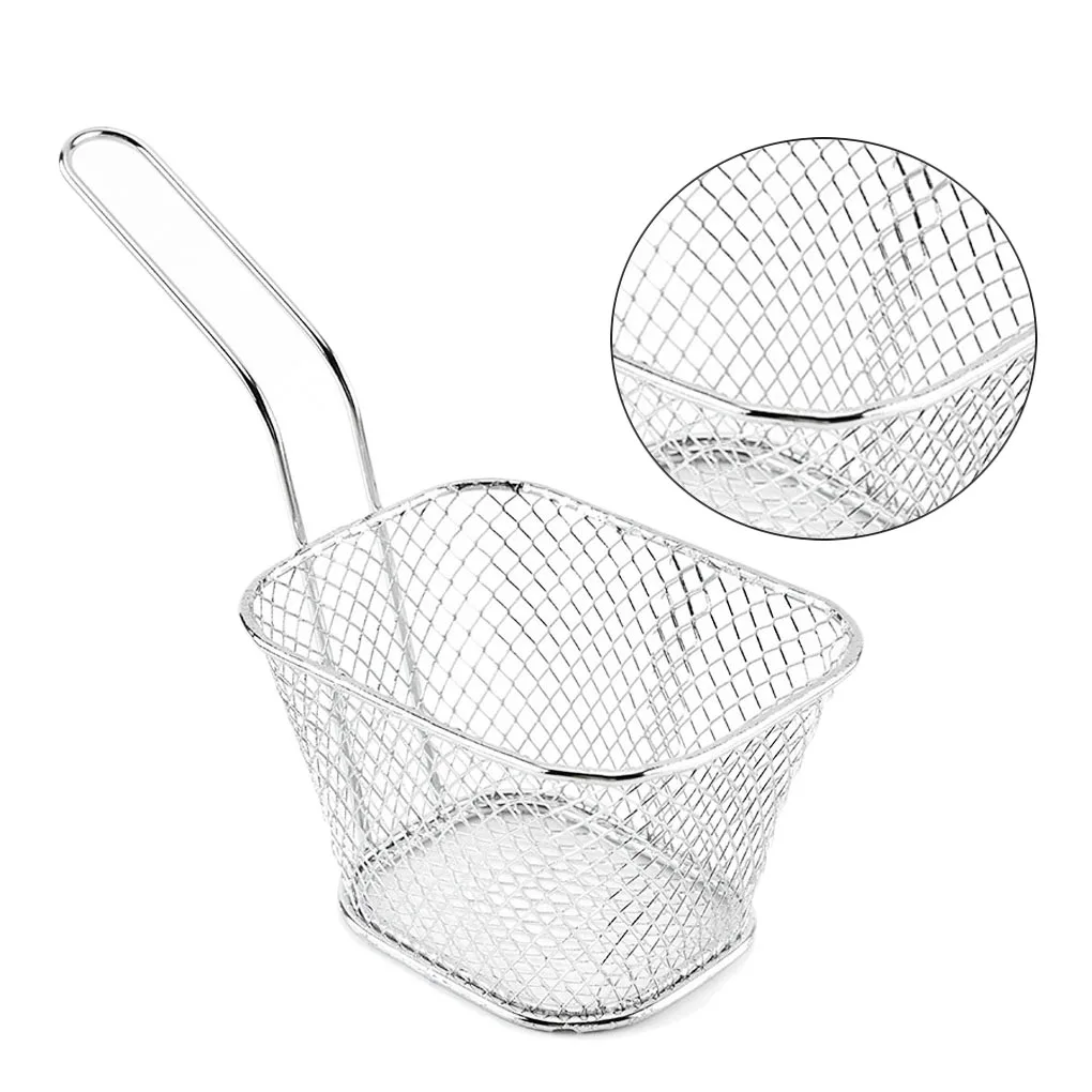 

Frying Snack Basket Oil Straining Baskets Fries Colander with Handle Tool