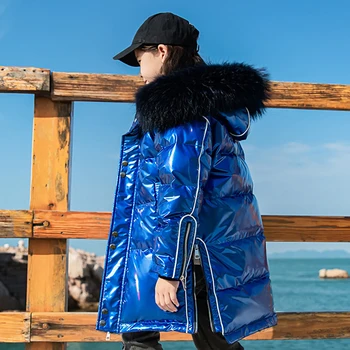

Winter Down Jacket For Boy Coats Girl Clothes Hooded Children Waterproof Clothing Thick Outerwear Parka Real Fur Kids 5-14 Year