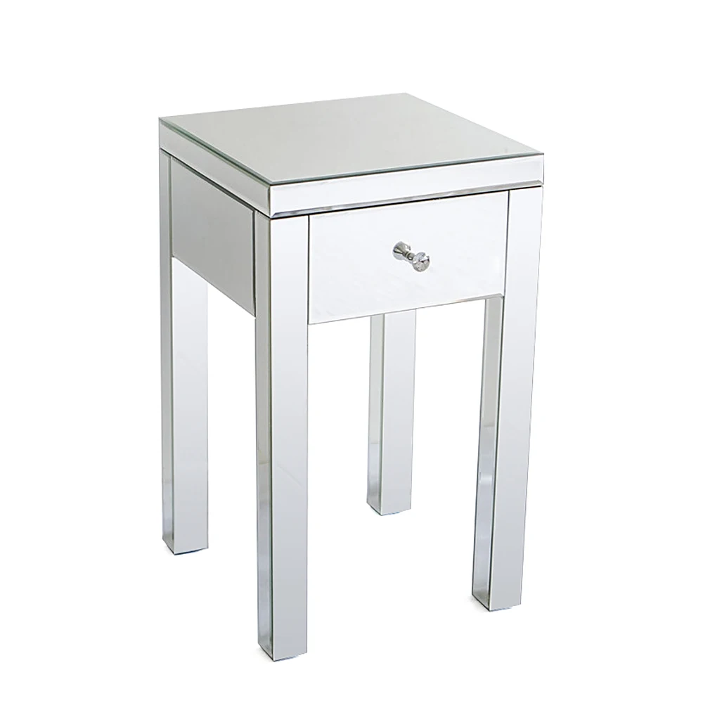 

Modern and Contemporary Small 1 Drawer Mirrored Nightstand Bedside Table Side Table 38 x 38 x 64cm