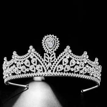 

FORSEVEN Women Girl Birthday Shining Big Crystal Tiaras Crowns Headbands Bride Noiva Bridal Wedding Party Hair Ornaments