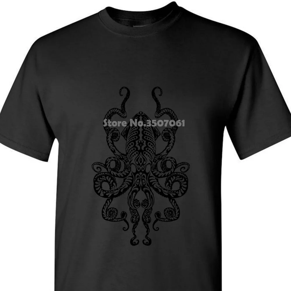 Tattoo Giant Squid Black 2018 Fashion Party T Shirt Cotton Round Collar Mens Tops &amp Tees Clothing Ostern Day coat tops |