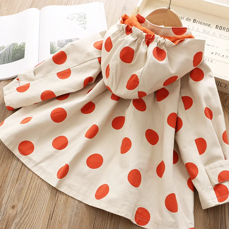 

Bei xiu 2019 Autumn Child Trench Coat Girls Bud Cap Dotted Trench Coat 153