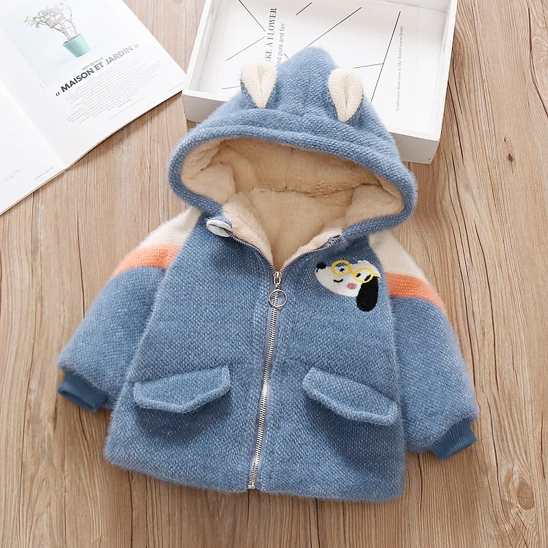  Children's Winter Jacket 2019 New Baby Snow Fleece Cotton Suit Boys and Girls Cartoon Plus Velvet W