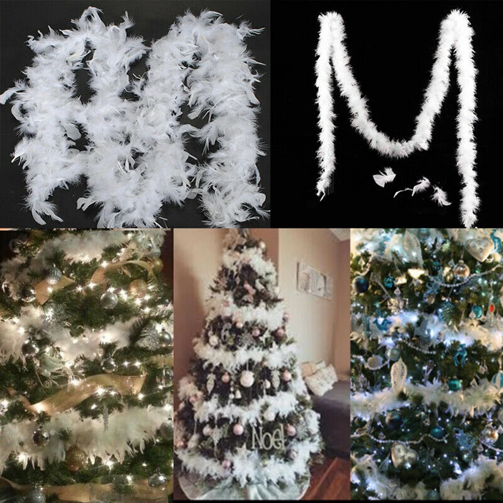 Details about   2M Christmas Tree White Feather Boa Strip Xmas Ribbon Party Garland Decor