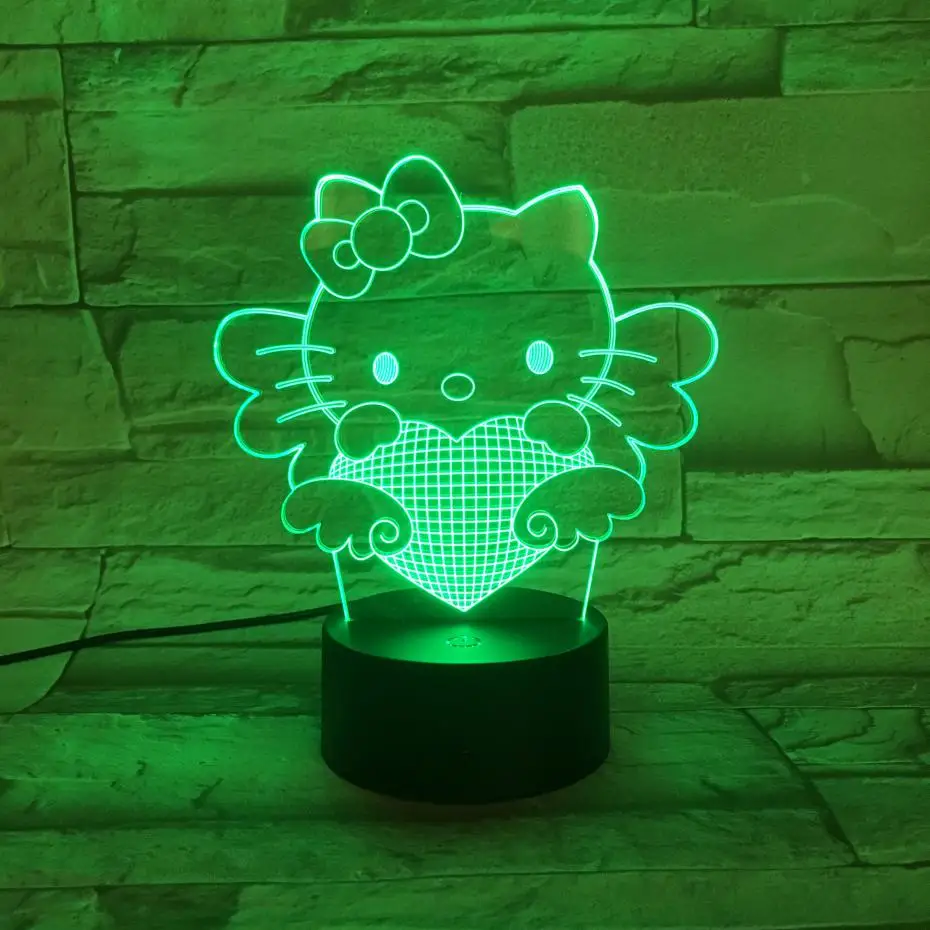 3d иллюзия светодиодный Ночной светильник лампа милый рисунок «Hello Kitty» ребенка Детская комната Ночной светильник, ночное белье, детская одежда Спальня украшения подарок 3d лампа