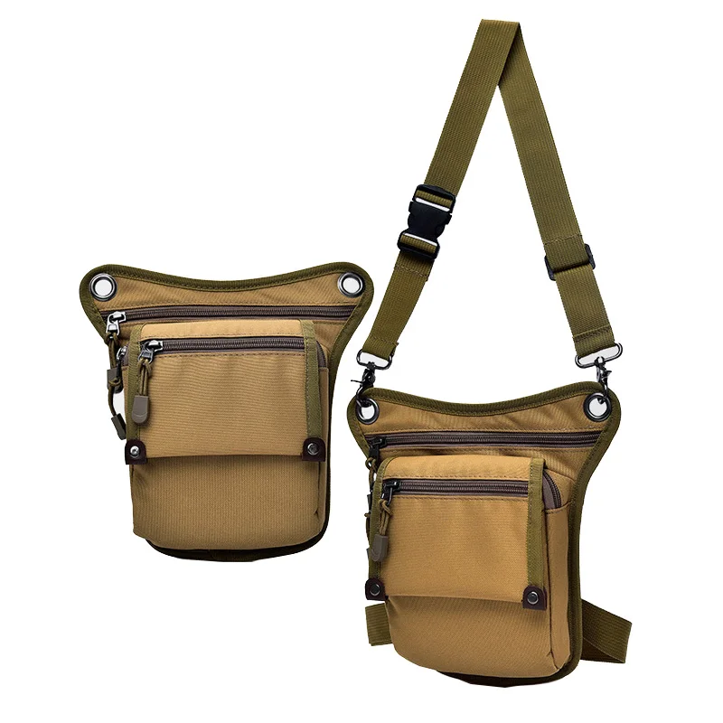 Khaki Leg Bag Мотоциклетная прямая Мужская поясная сумка, нейлоновые поясные сумки, MS поясная сумка, тренд хип-хоп, бедро, бум, карман, через плечо, мужская сумка - Цвет: Khaki Leg Bag