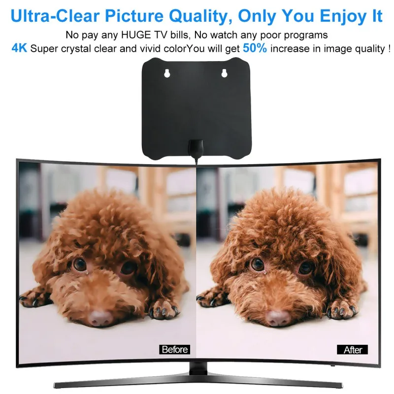 Newest Amplified HD Digital TV Antenna Long 80-100 Miles Range Freeview Local Channels With Amplifier Signal Booster Coax Cable