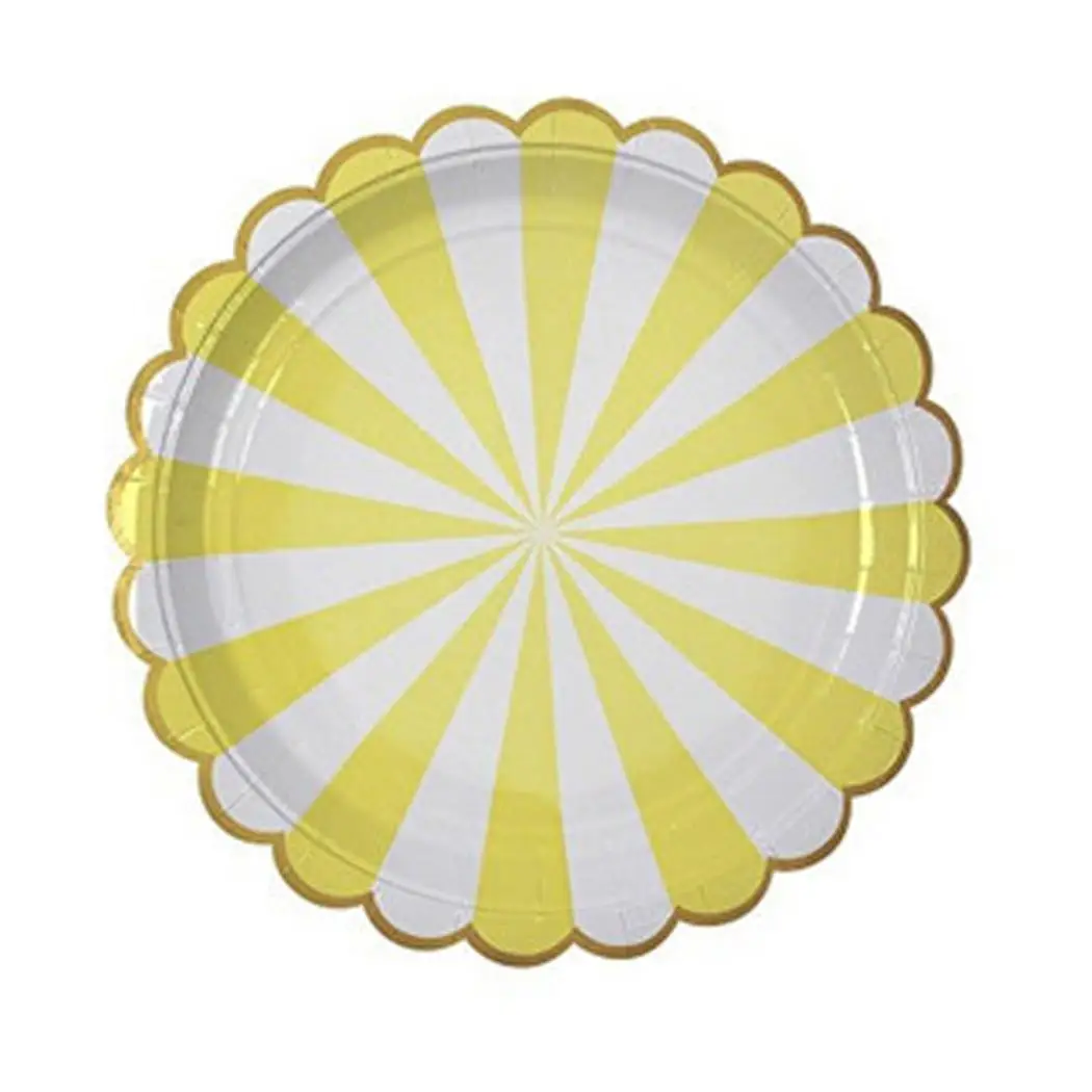 8 шт креативные полосатые тарелки с изображением различных персонажей одноразовая посуда для вечерние - Цвет: yellow 7in