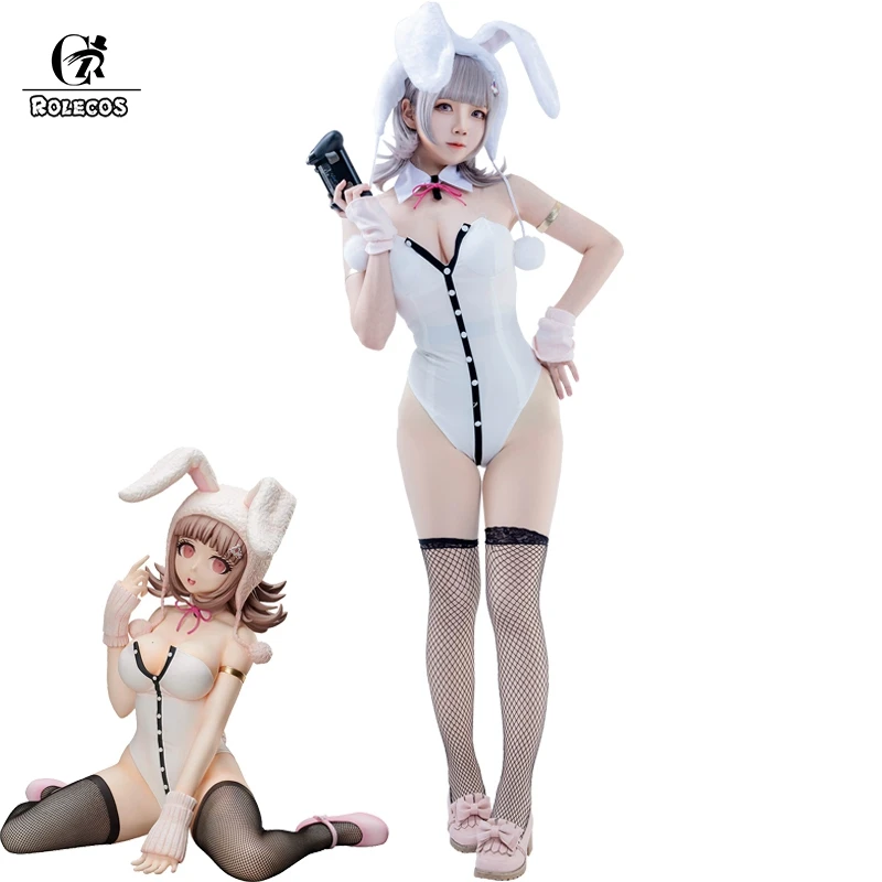 

ROLECOS Super DanganRonpa 2 Cosplay Costume Nanami ChiaKi Bunny Girl Cosplay Jumpsuit Women Sexy Bodysuit Halloween Party Romper