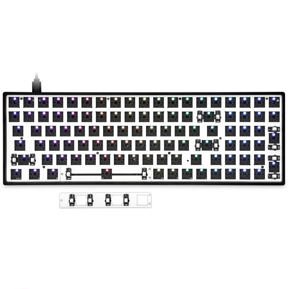 US $89.00 gk96 gk96x hot swappable Custom Mechanical Keyboard Kit support rgb switch leds type c software programmable balck white case