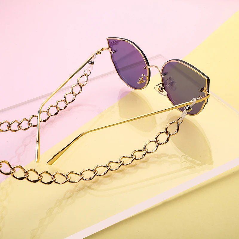 Gold Color Thick Sunglasses Lanyard Strap Necklace Metal Eyeglass Glasses Chain Cord Reading Glasses Strap