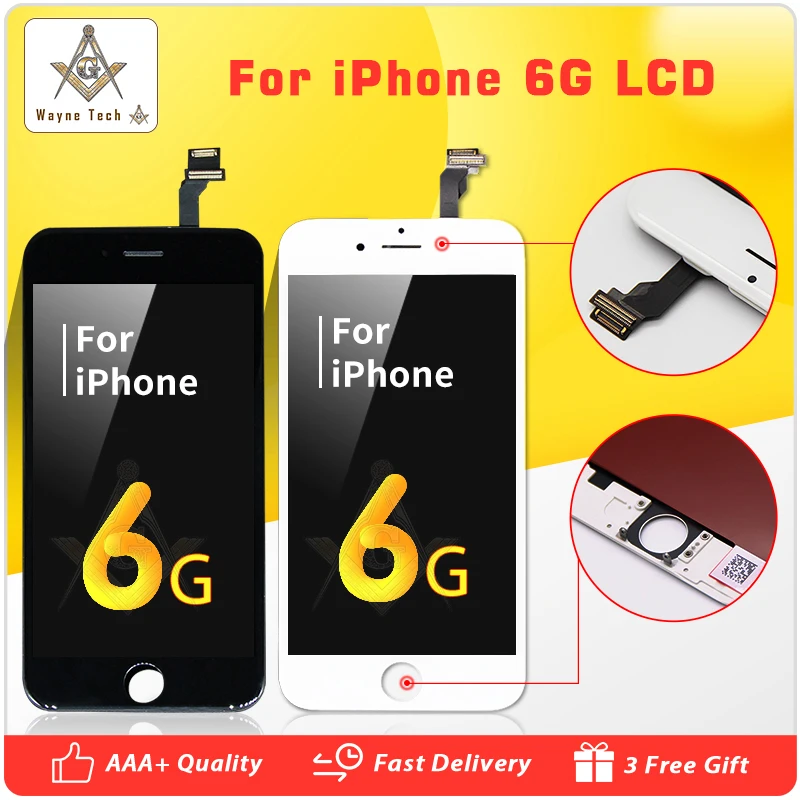 10 шт./лот None Spot AAA для iPhone 6 LCD полная сборка с экраном Замена объектива Pantalla Черный
