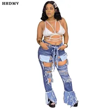HHDMV/Новые модные длинные джинсовые штаны в стиле хип-хоп, для снижения возраста, прямые джинсовые штаны с прорезями, карманами и поясом