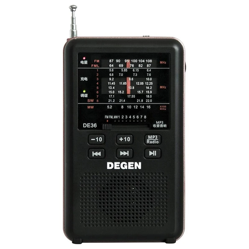 Цифровой радиоприемник Degen DE36 портативное радио с поддержкой DSP FM/MW/SW TF-карт