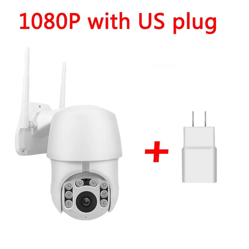 1080 P/720 P ночное видение wifi IP P2P PTZ водонепроницаемый детектор движения двухсторонняя аудио домашняя охранная камера наблюдения облако CCTV - Цвет: 1080P Add US Adapter