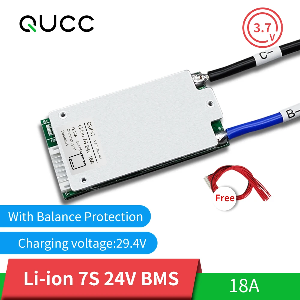 QUCC 7S 24V 18A литиевая батарея Защитная плата эквалайзер PCB модуль 3 7 V полимерный литий ионный 22650 18650 BMS с