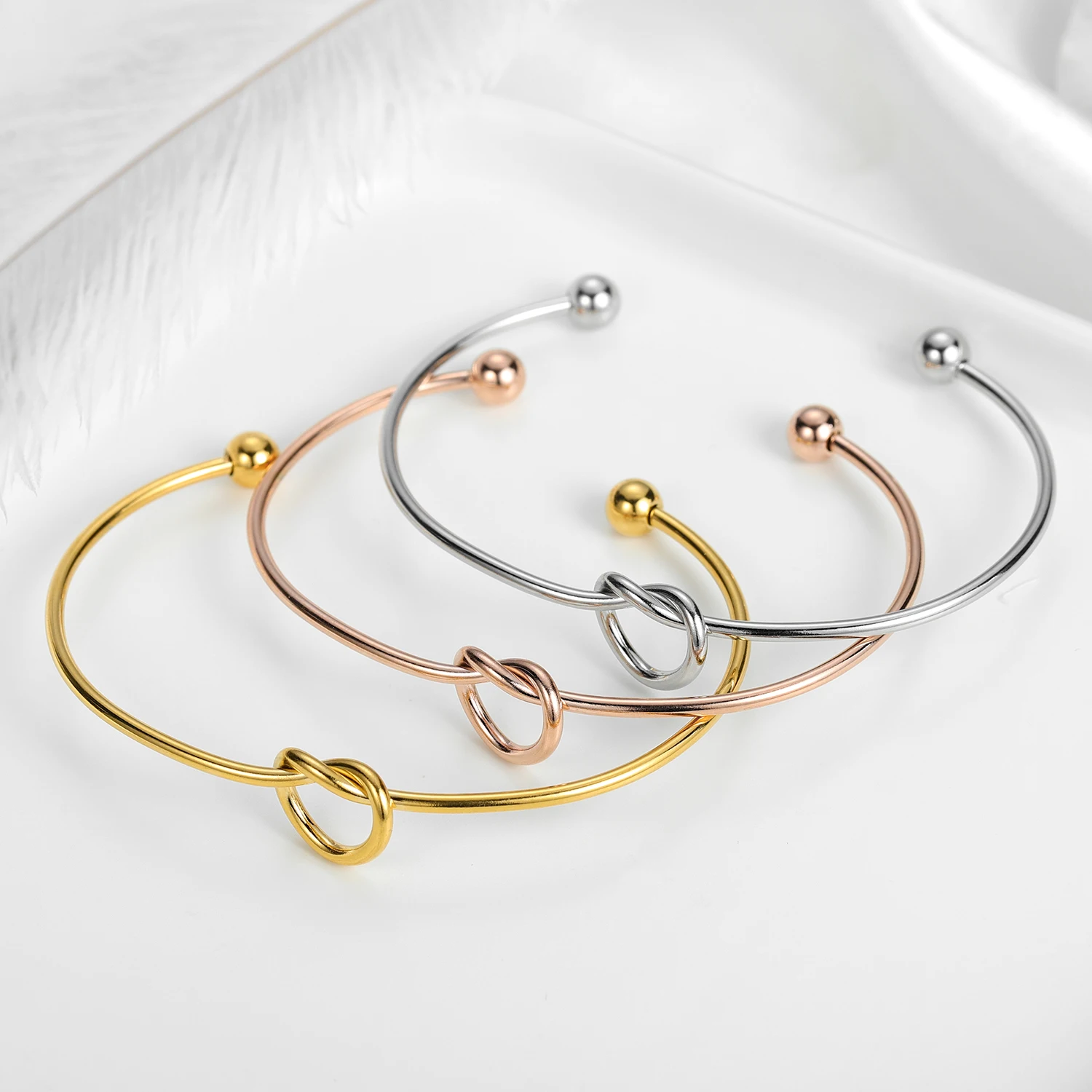 

Personalized Knot Initial Bracelet Bangle 3 color Simple Knotting Bracelet Open Adjustable Love bracelet BraceletGifts