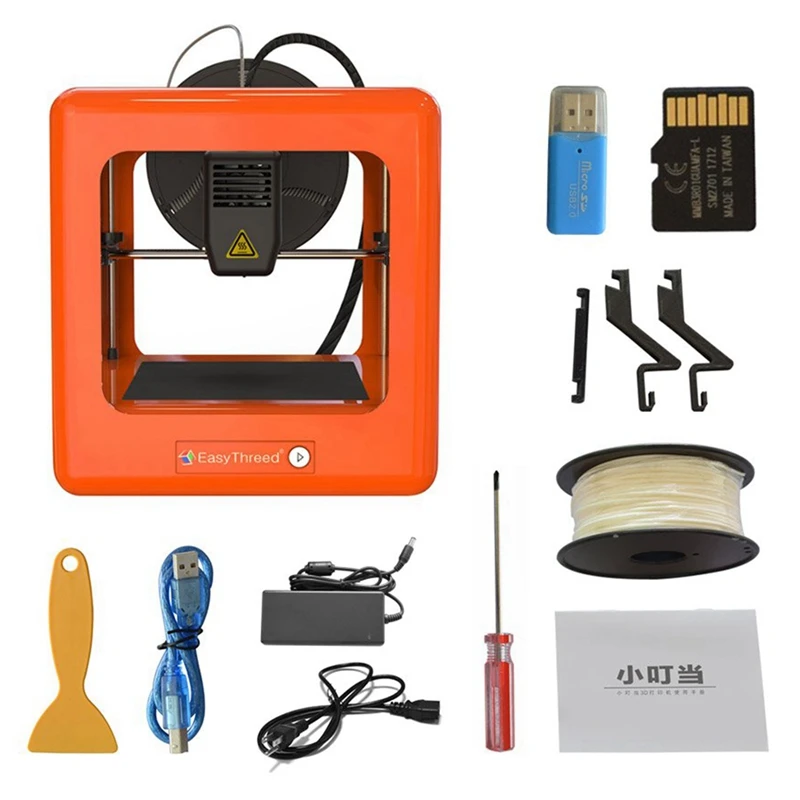 Настольный 3D-принтер EasyThreed Nano для детей, студентов, без сборки, тихая работа, простота в эксплуатации, высокая точность, оранжевый цвет