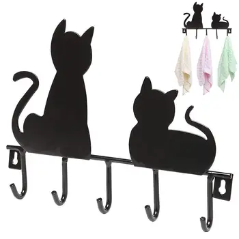 

2020 Cat Shape 5 Hooks Wall Door Storage Hanger Kitchen Bathroom Towel Hat Coat Rack Key Hanger Accessories
